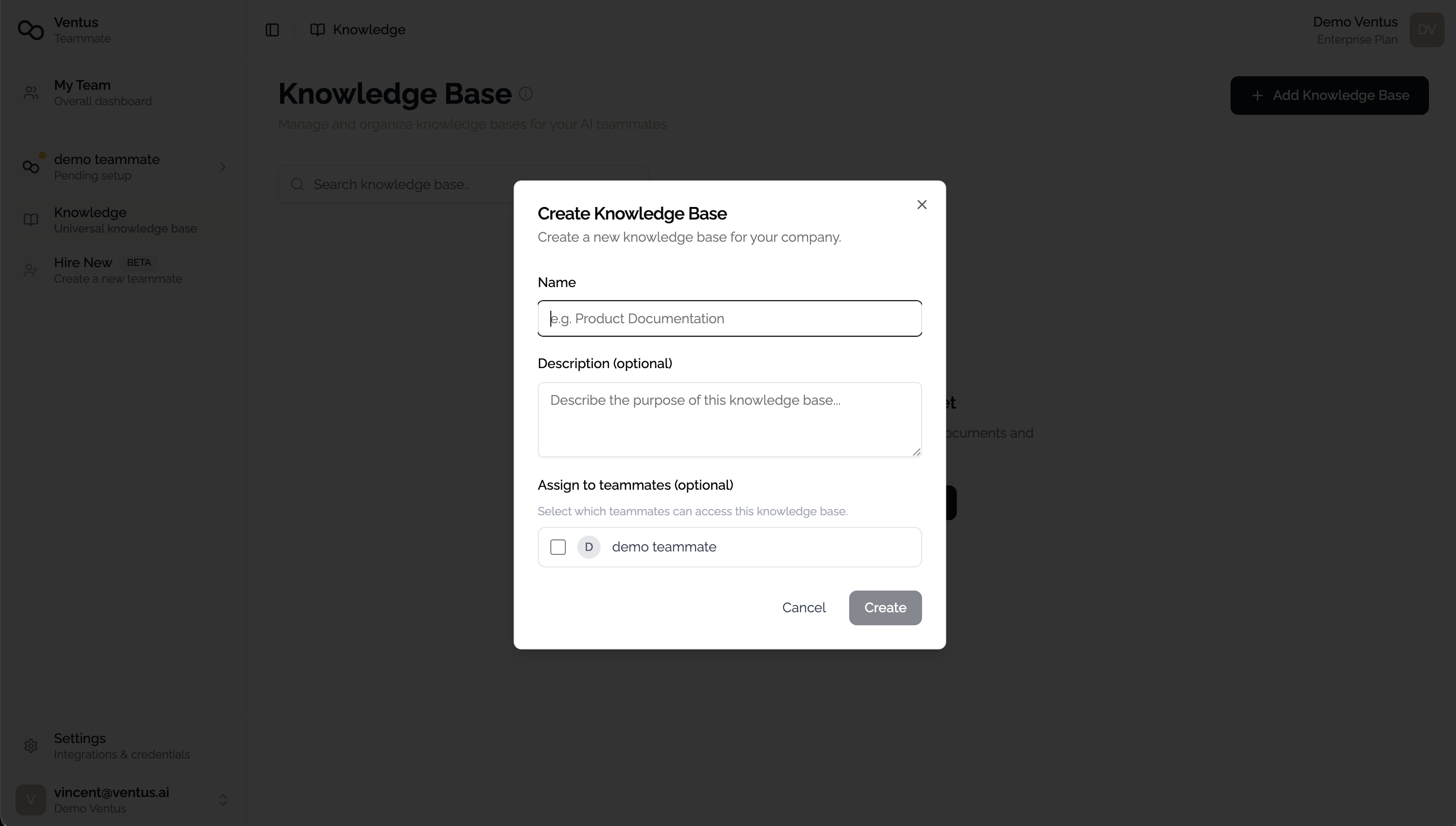 Create knowledge base