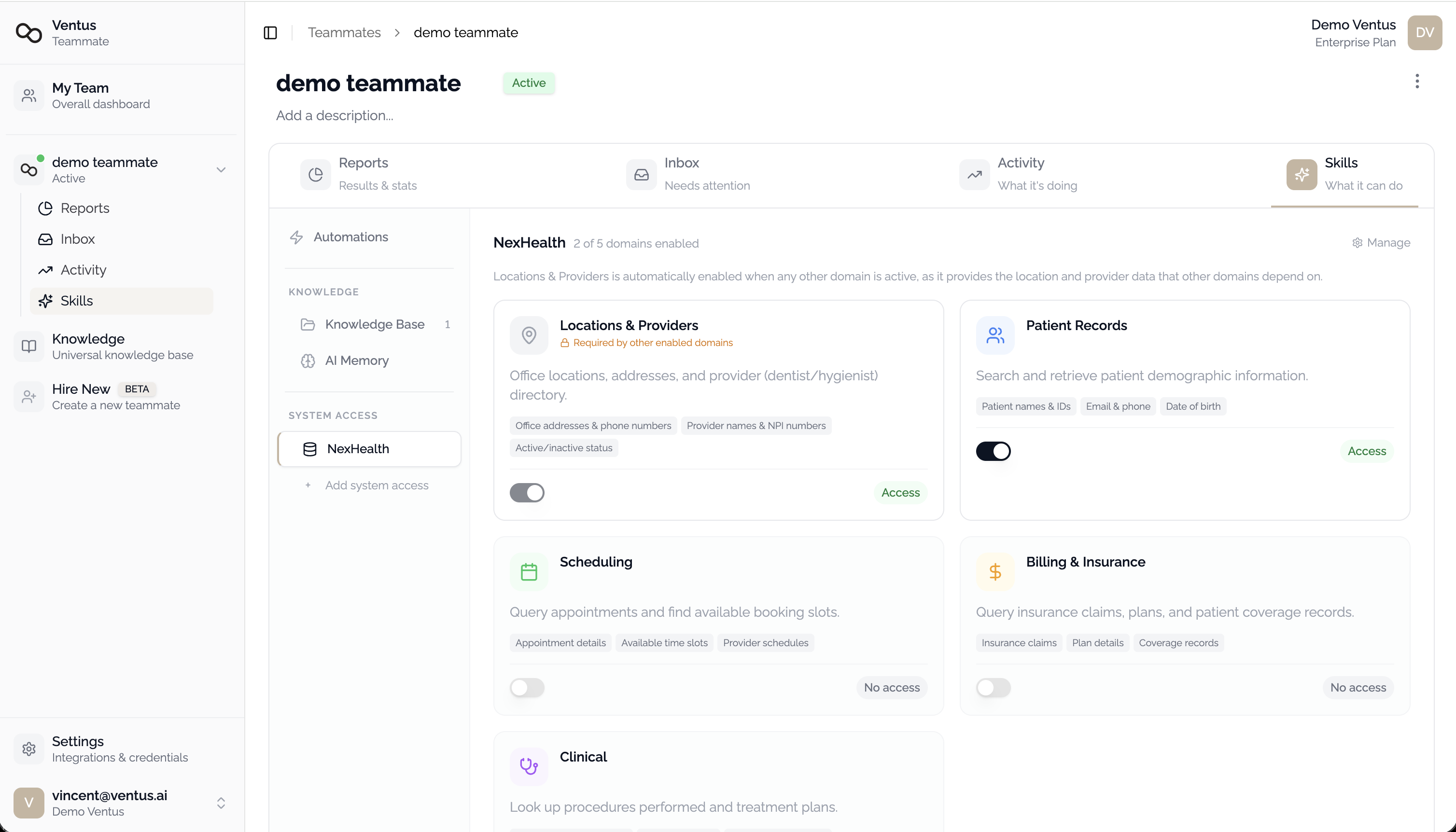 NexHealth in Skills tab
