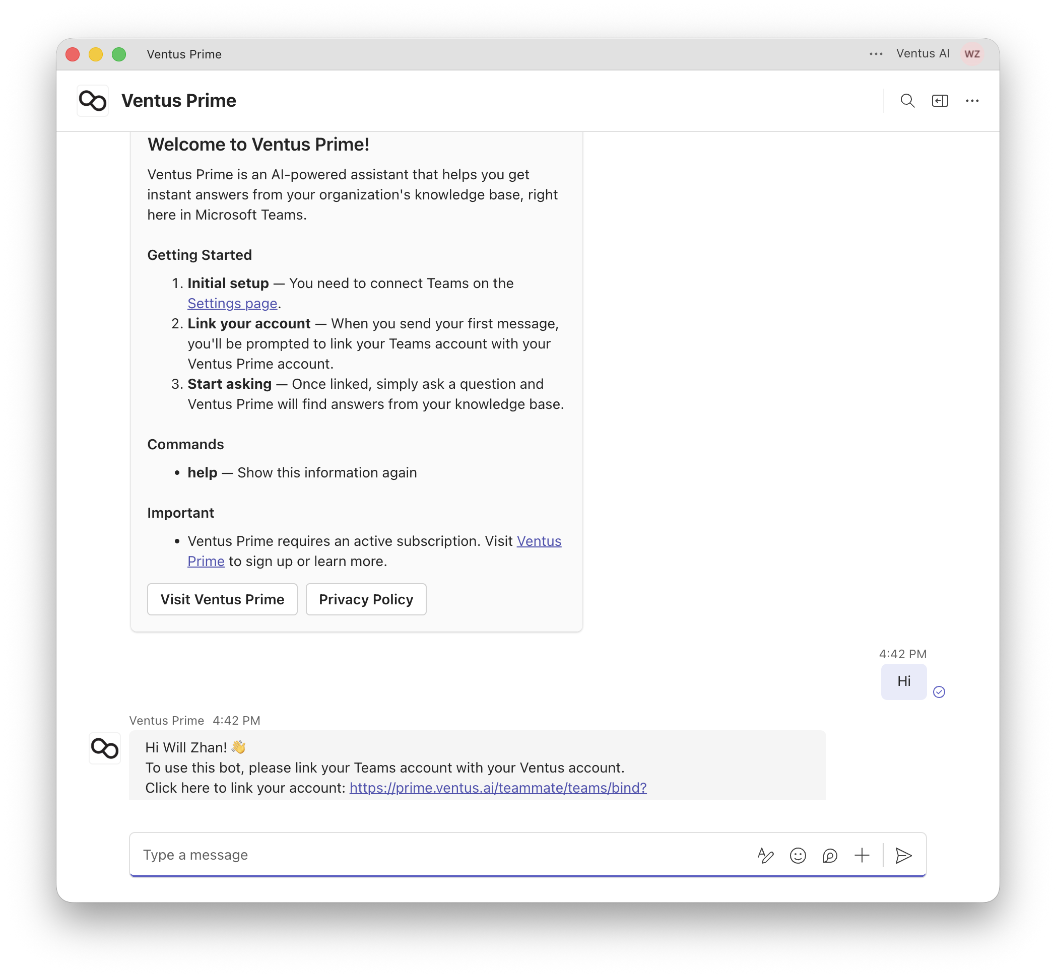 First-time account linking prompt